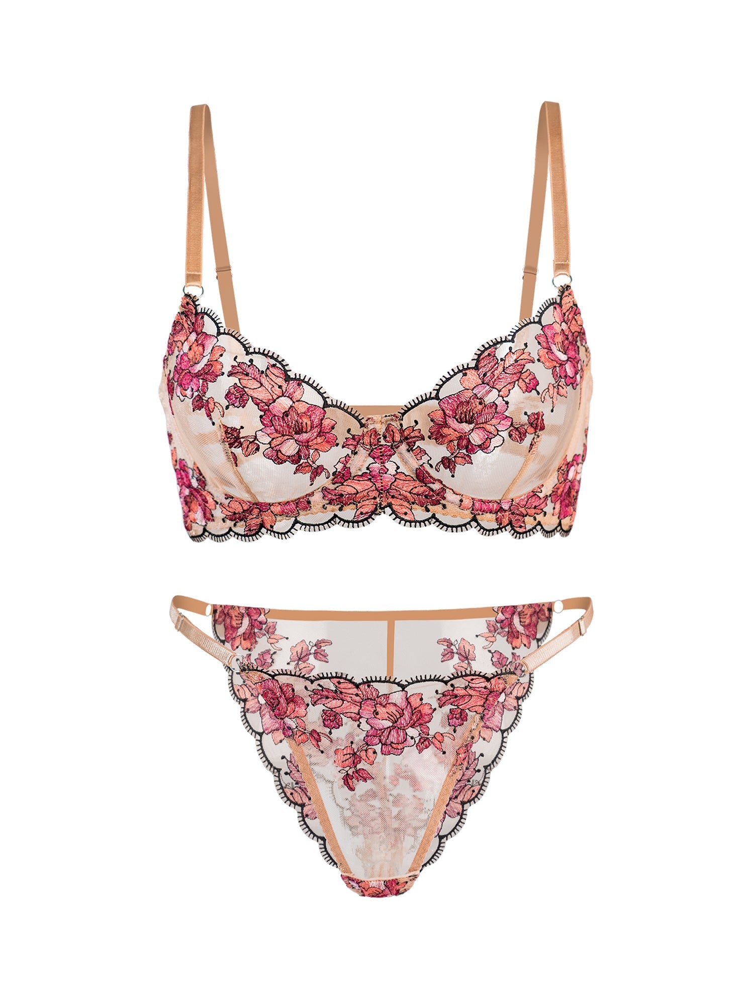 Blossom Elegance Floral Lace Lingerie Set With Embroidery Hello.LA.Girl